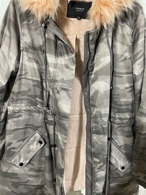 torrid Gray Camo Parka with Faux Fur Trim
